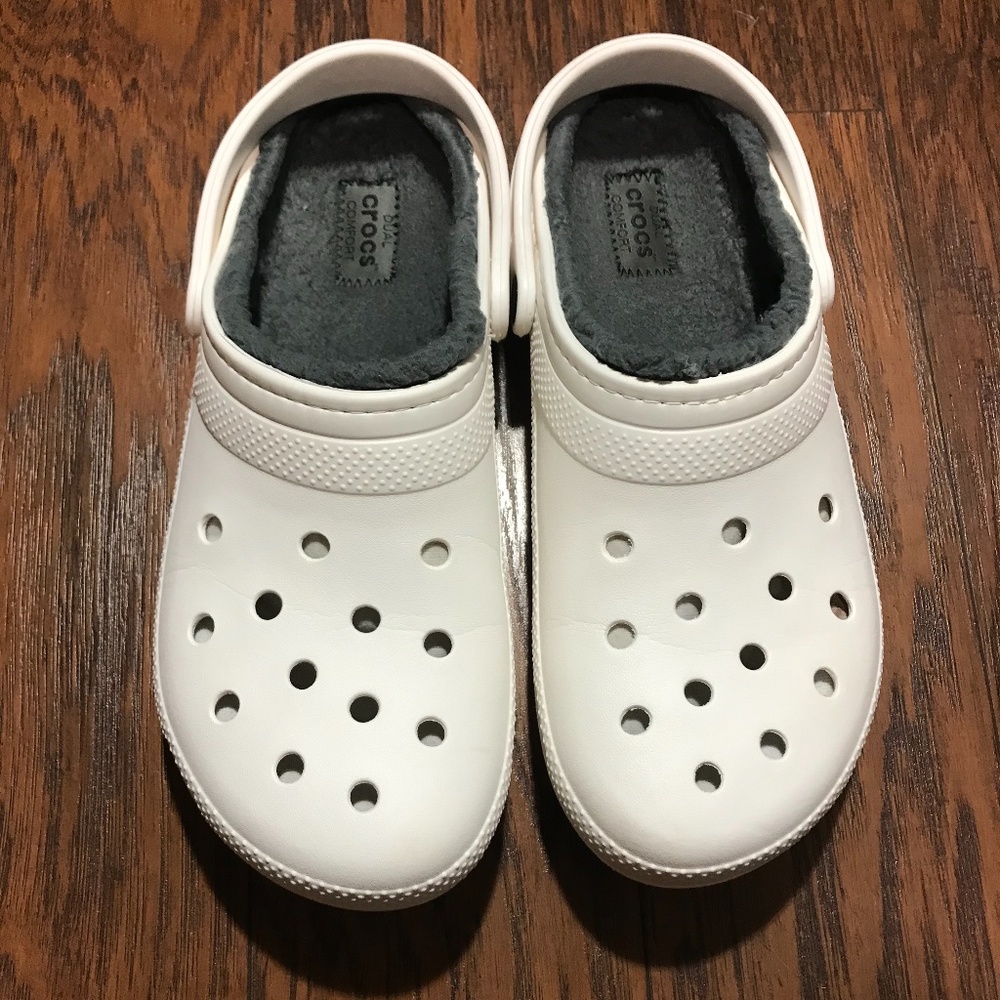 White Fuzzy Crocs